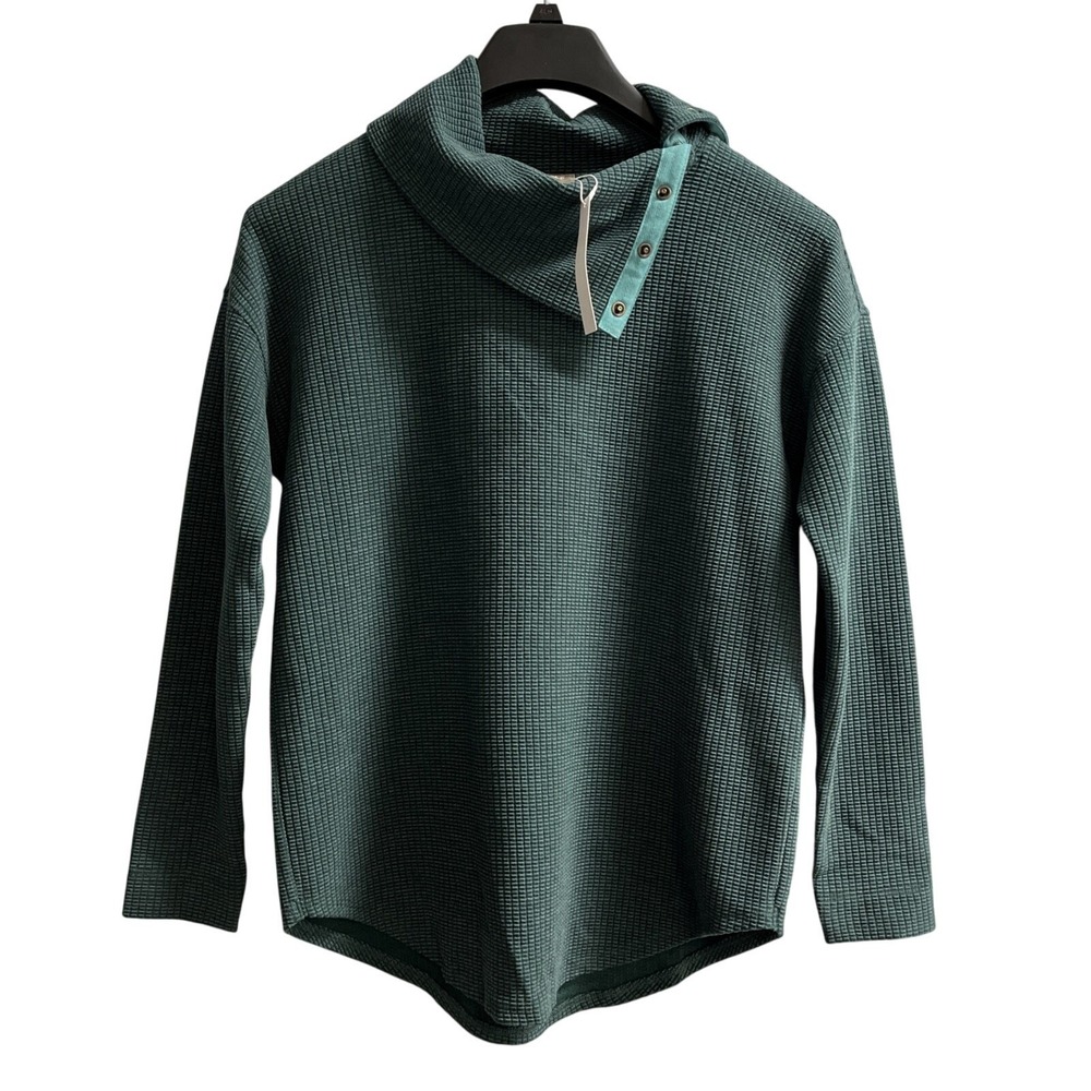 Lila P Thermal Top Womens S High Snap Down Turtleneck Pullover Outdoor‎ Layer